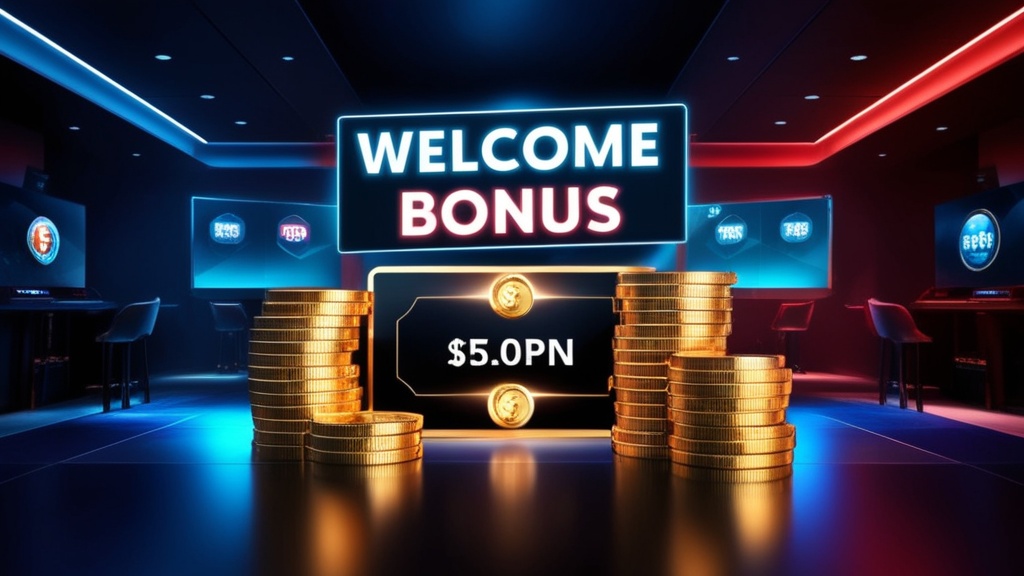 Casino-Lobby mit Willkommensbonus, Bonuskarten und Freispiel-Symbolen