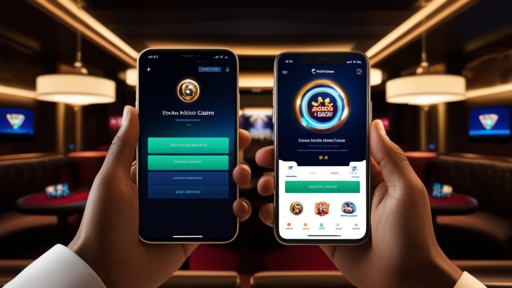 Smartphone mit Installationsschritten für die mobile Casino-App