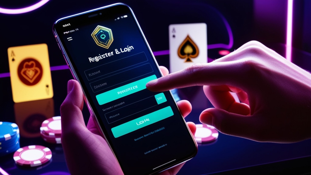 Mobile Registrierung und Login auf einem Smartphone in Casino-Atmosphäre