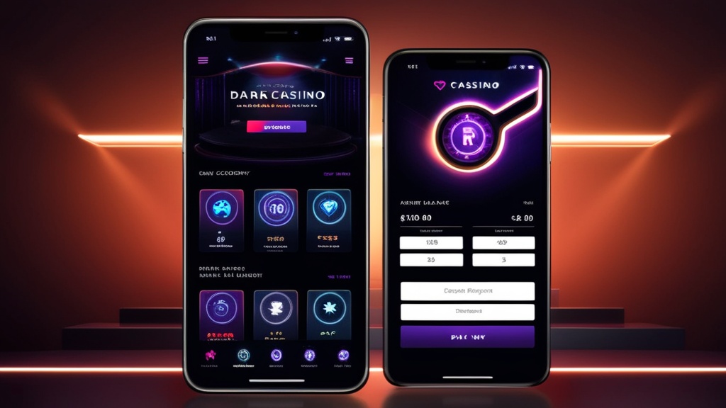 Smartphone zeigt Spielbereiche, Guthaben und Kontofunktionen der App